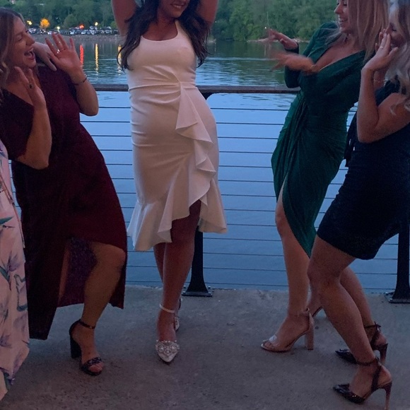 Cinq a Sept white midi mermaid ruffle dress - Picture 5 of 6